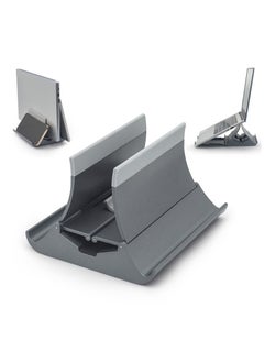 Vertical Laptop Stand 4 in 1 Stand with Gravity Locking Holder Dock for Table Desktop Organizer and Desk Storage Fits All MacBook iPad Dell Gaming Laptops Gray