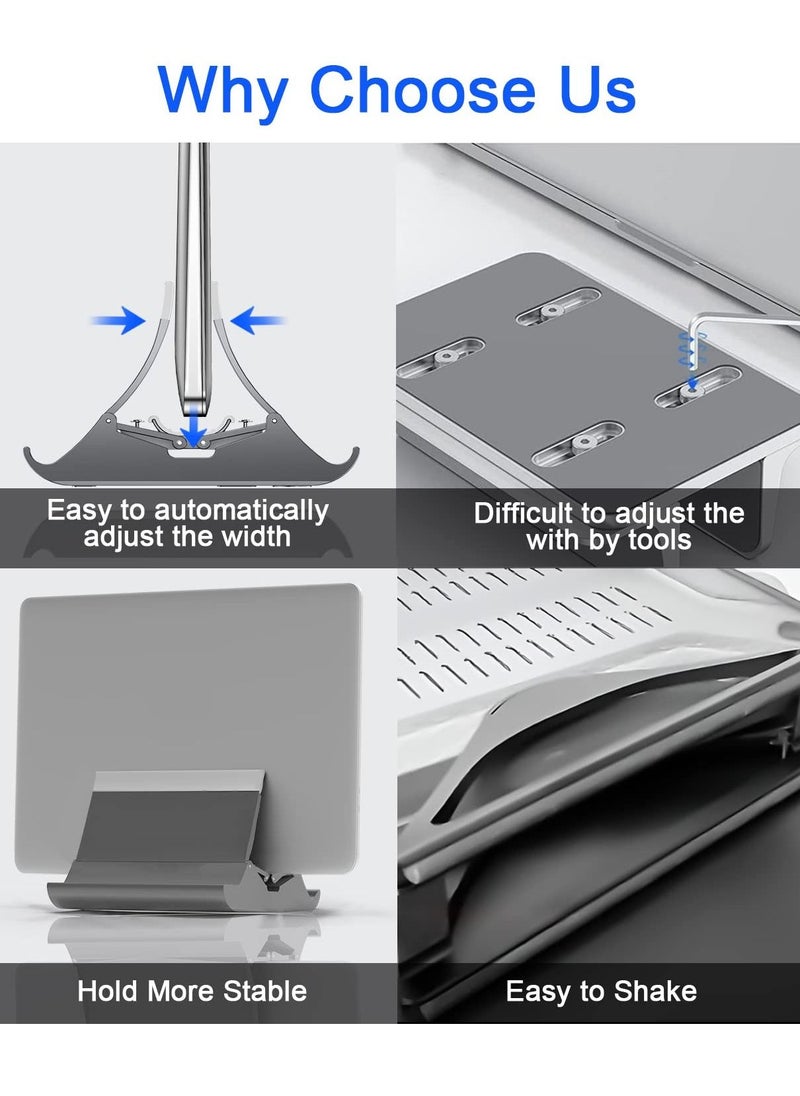 Y&D - Vertical Laptop Stand 4 in 1 Stand with Gravity Locking Holder Dock for Table Desktop Organizer and Desk Storage Fits All MacBook iPad Dell Gaming Laptops Gray - Image 1
