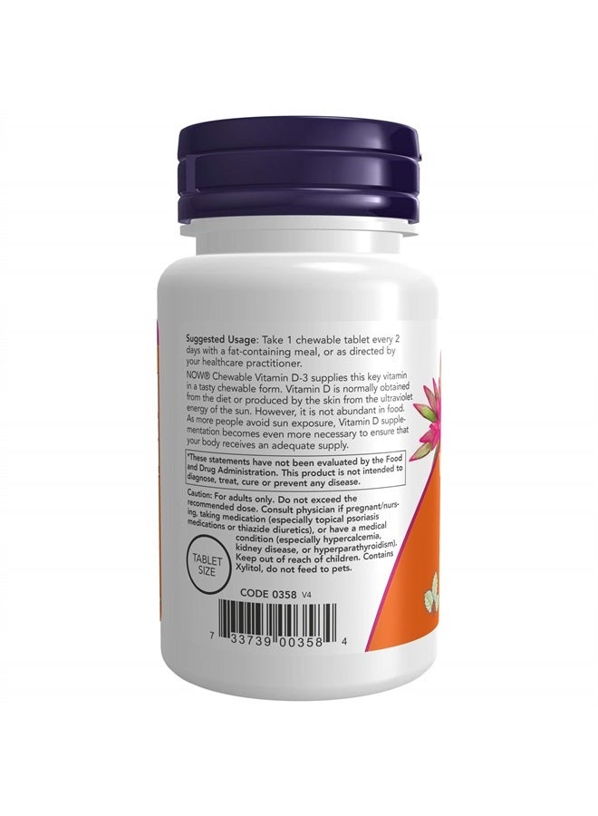 now Supplements, Vitamin D-3 5,000 IU, Natural Mint Flavor, Structural Support*, 120 Chewables - Image 3
