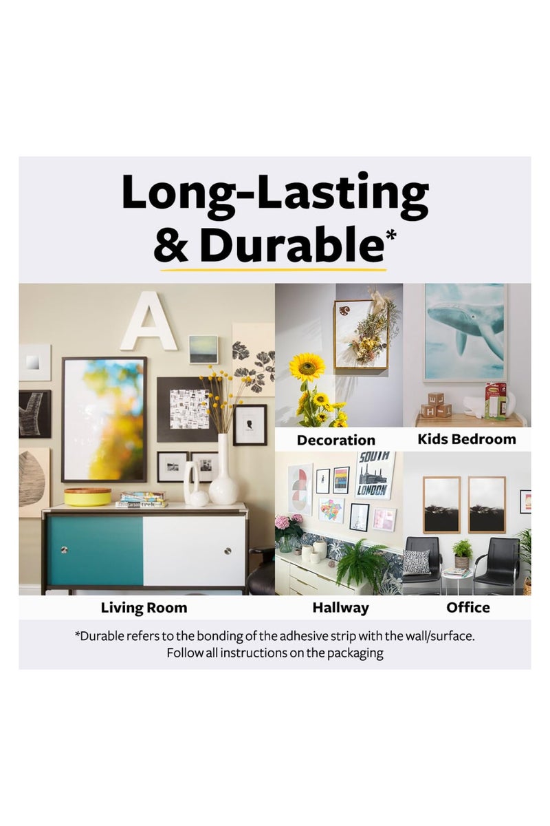 Command Command Large Picture Hanging Strips,4 Pairs, Holds Strong, Damage Free Walls, Self Adhesive, White - Image 4