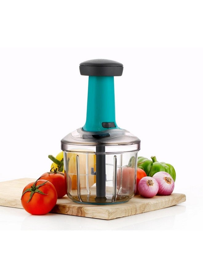Stewit مفرمة طعام ستيويت 900 مل، مفرمة خضار يدوية كبيرة من الفولاذ للضغط لقطع البصل، السلطة، الطماطم، البطاطس (تركواز 900 مل) - Image 1