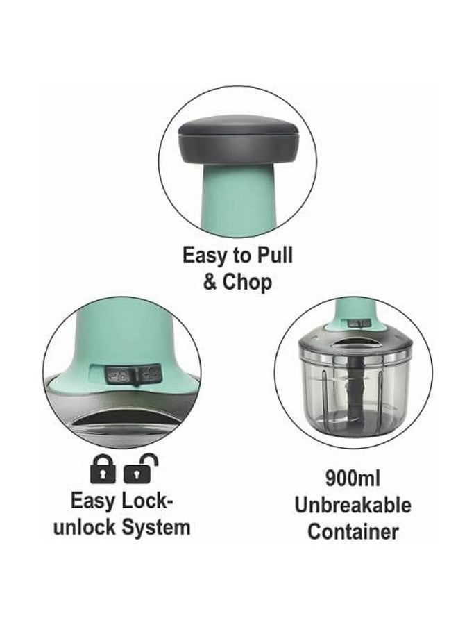 Stewit مفرمة طعام ستيويت 900 مل، مفرمة خضار يدوية كبيرة من الفولاذ للضغط لقطع البصل، السلطة، الطماطم، البطاطس (تركواز 900 مل) - Image 5