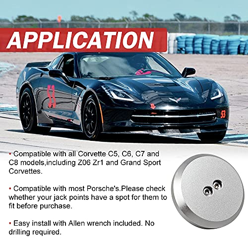 ADTOPI Samman Jack Pad Adapter Billet- Bolt-on Jack Points Leave-in Lift Pad Compatible with 1997-2023 Corvette C5/C6/C7/C8 Models, Porsche Frame Rail (Silver- 4 Pack) - Image 2