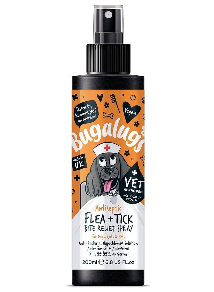 Bugalugs Antiseptic Flea & Tick Bite Relief Spray 200ml (6.8 Fl Oz)