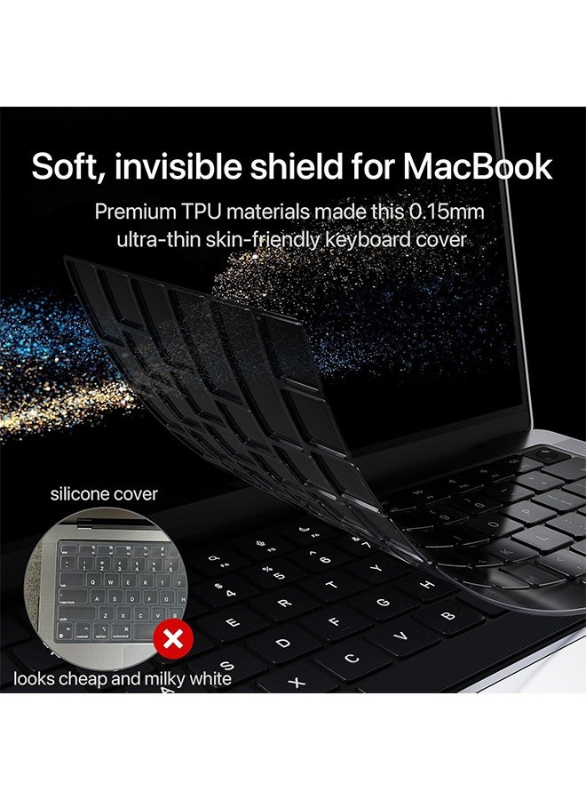 غطاء حماية فاخر فائق النحافة للوحة المفاتيح مزود بسدادات غبار، متوافق مع أجهزة ماك بوك برو المزودة بشريط لمس مقاس ١٣ بوصة و١٥ بوصة (٢٠١٦، ٢٠١٧، ٢٠١٨، ٢٠١٩، موديلات Apple A1706، A1707، A1989، A1990، A2159). - Image 4