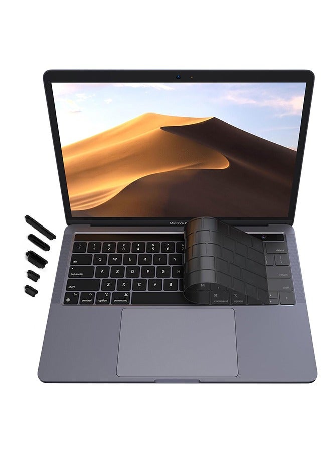 Premium Ultra Thin Keyboard Cover Protector with Dust Plugs, Compatible with MacBook Pro with Touch Bar 13" and 15" (2016 2017 2018 2019, Apple Model Number A1706, A1707, A1989, A1990, A2159)