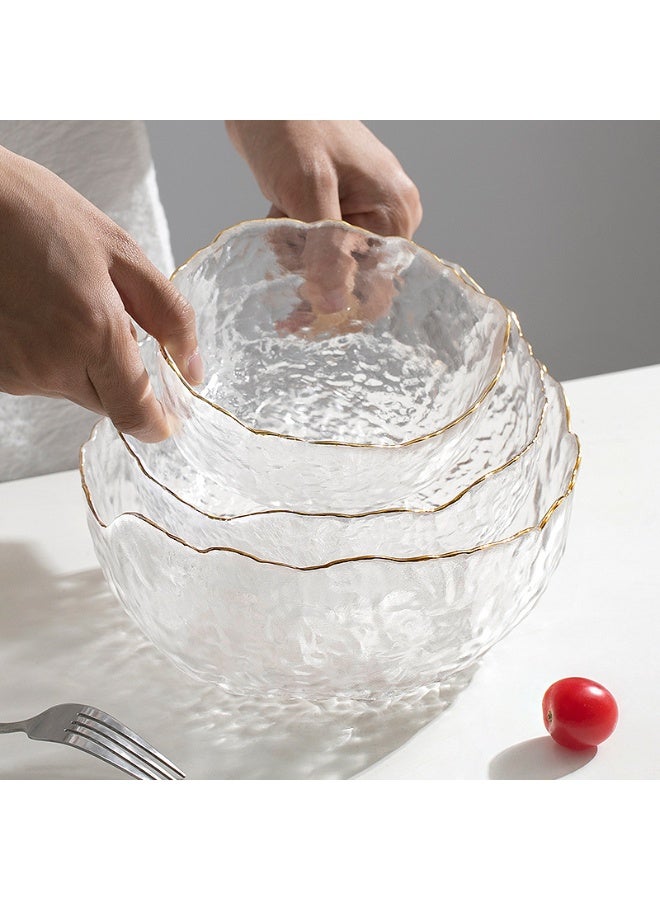 3 Pcs Glass Salad Bowls Set,Clear Glass Serving Bowls Set,Irregular Shape Serving Bowls, for Fruits, Salad, Dessert Glass Salad Bowl, Freezer, and Dishwasher Safe ﻿ - Image 3