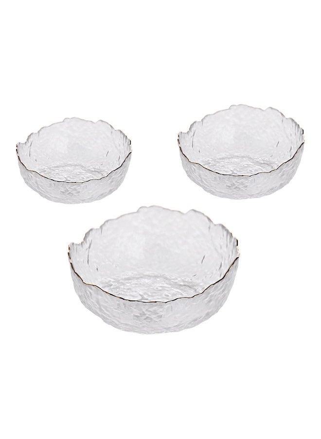 3 Pcs Glass Salad Bowls Set,Clear Glass Serving Bowls Set,Irregular Shape Serving Bowls, for Fruits, Salad, Dessert Glass Salad Bowl, Freezer, and Dishwasher Safe ﻿ - Image 1