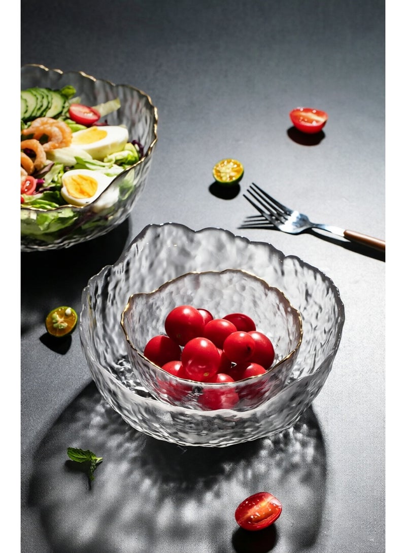 3 Pcs Glass Salad Bowls Set,Clear Glass Serving Bowls Set,Irregular Shape Serving Bowls, for Fruits, Salad, Dessert Glass Salad Bowl, Freezer, and Dishwasher Safe ﻿ - Image 5