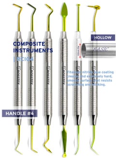 Dental Instruments Composite Filling Instruments Gold Titanium Coated Double Ended Hollow Handle