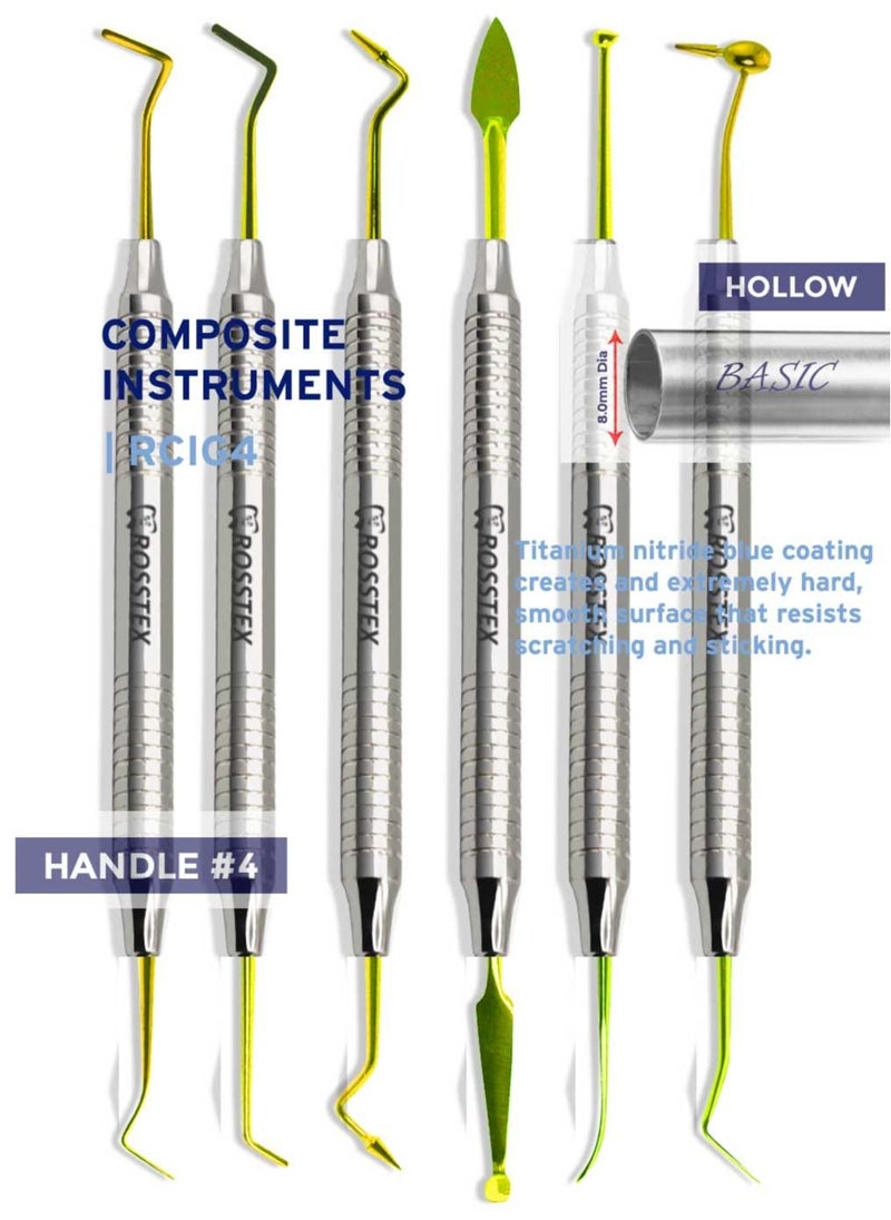 Crosstex - Dental Instruments Composite Filling Instruments Gold Titanium Coated Double Ended Hollow Handle - Image 1