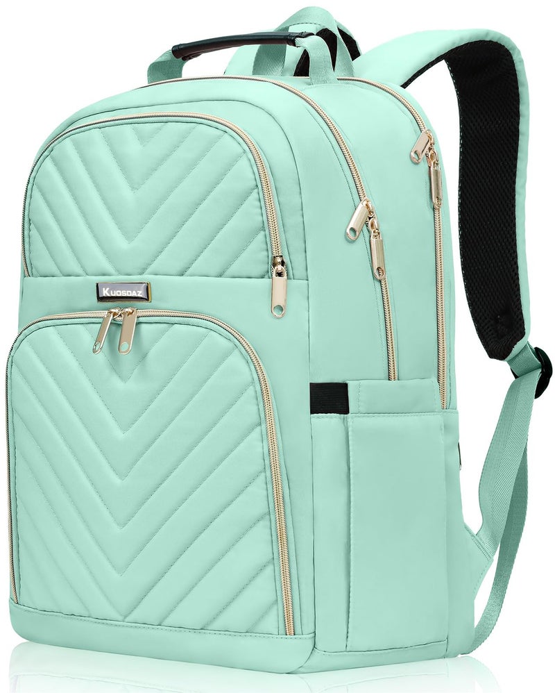 Kuosdaz Backpack for Men Women School Backpack for Boys Girls 156 Inch Quilted Laptop Backpack Large High School Bookbags for Teens Teal - Image 2