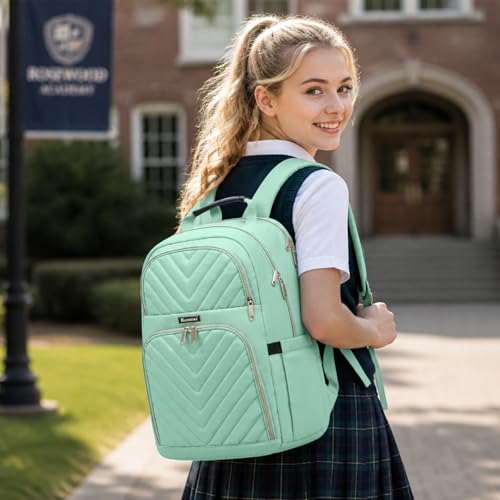 Kuosdaz Backpack for Men Women School Backpack for Boys Girls 156 Inch Quilted Laptop Backpack Large High School Bookbags for Teens Teal - Image 3