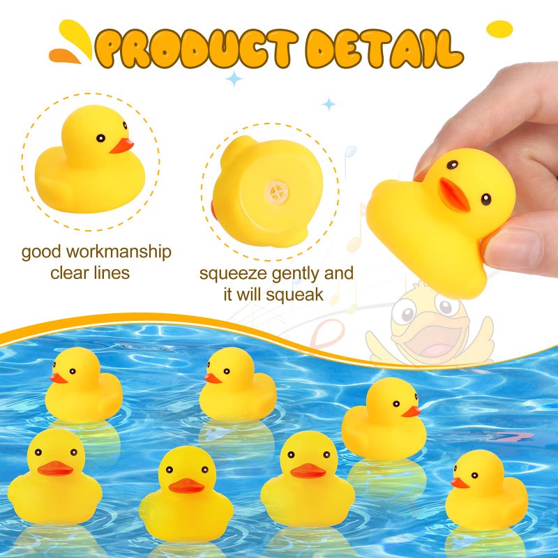 Zhanmai 300 Pcs Rubber Duck Bath Toys, Float Squeak Ducks Bulk for Adults Tiny Bathtub Toy Pool Supplies Birthday, Yellow(2.17 x 1.97 x 1.65 Inch,Yellow) - Image 3