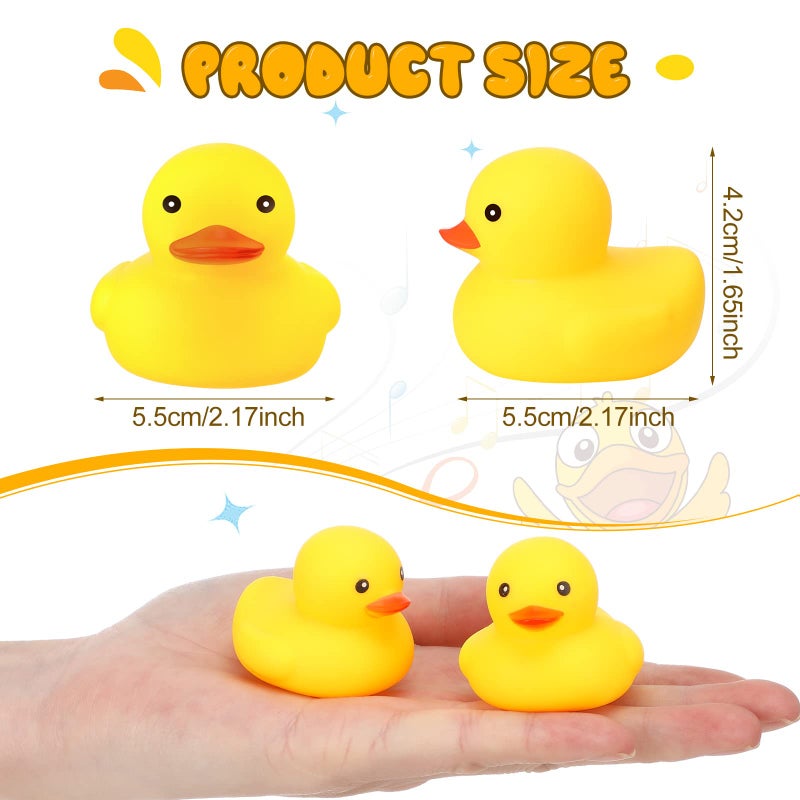 Zhanmai 300 Pcs Rubber Duck Bath Toys, Float Squeak Ducks Bulk for Adults Tiny Bathtub Toy Pool Supplies Birthday, Yellow(2.17 x 1.97 x 1.65 Inch,Yellow) - Image 2