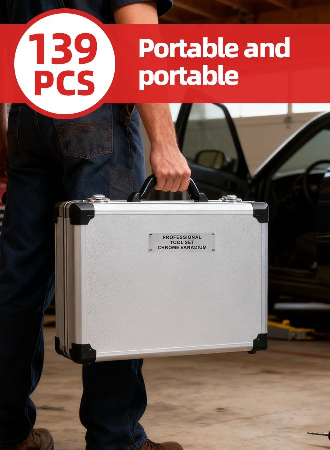 ألونغد مجموعة أدوات إصلاح منزلية مكونة من 139 قطعة مع حقيبة تخزين لصندوق الأدوات ومجموعة أدوات كاملة مع مفك براغي ومطرقة وأدوات منزلية وصيانة السيارات والشقق والجراج ومشاريع DIY - Image 5