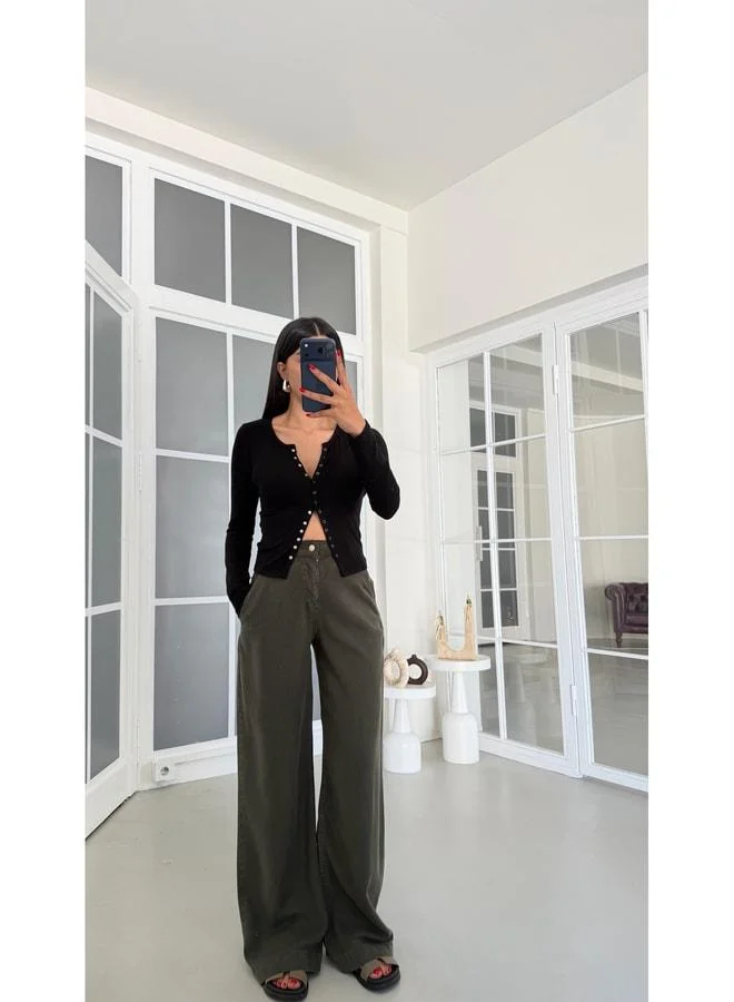Gaus Green Washed Tencel Denim Pants GAUS-01786.