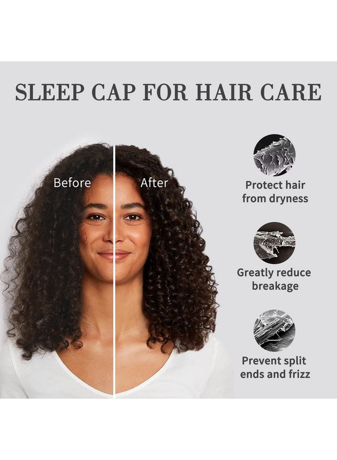 Fittia Ittia Satinbonnet Silk Sleep Cap Silk Hair Bonnet For Sleeping Bamboo Beanie Hair Wrap For Curly Hair Sleeping Unisex Black  - Image 3