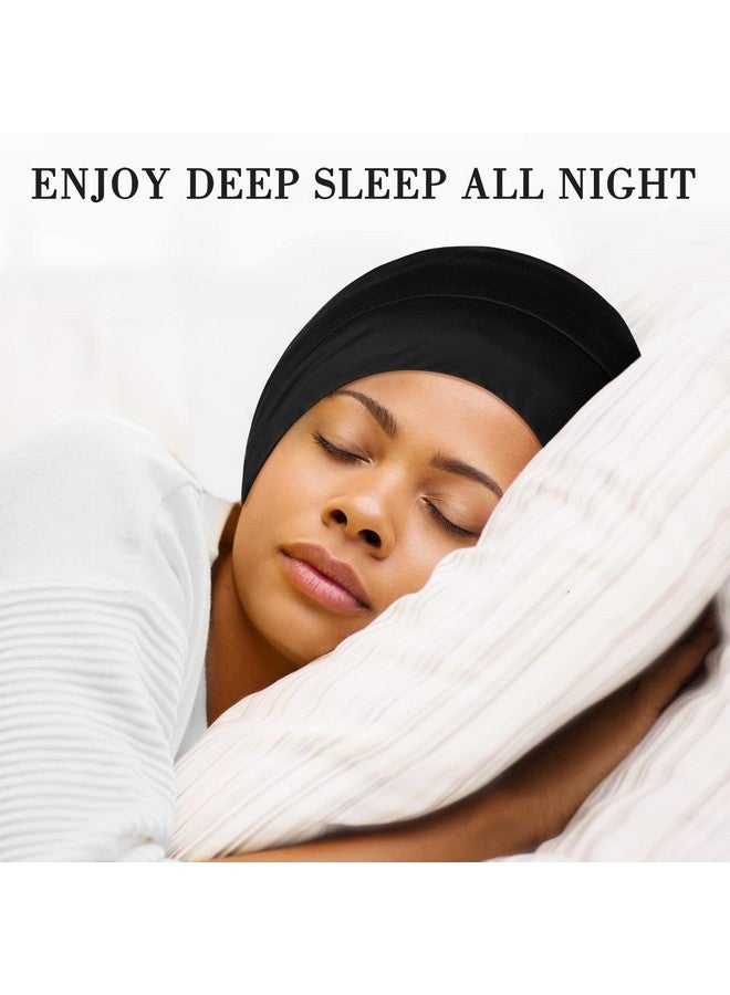 Fittia Ittia Satinbonnet Silk Sleep Cap Silk Hair Bonnet For Sleeping Bamboo Beanie Hair Wrap For Curly Hair Sleeping Unisex Black  - Image 4