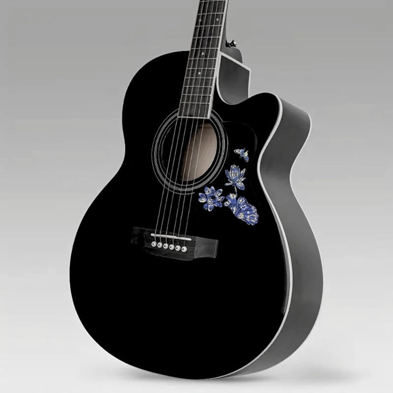 MegArya Orchid Black Elegance 41-Inch Full Size Acoustic Guitar with Padded Bag - Image 1