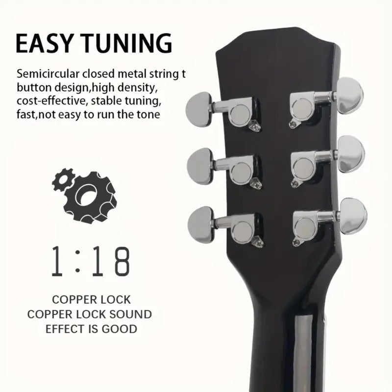 MegArya Orchid Black Elegance 41-Inch Full Size Acoustic Guitar with Padded Bag - Image 5