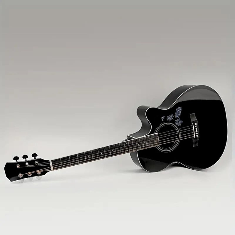 MegArya Orchid Black Elegance 41-Inch Full Size Acoustic Guitar with Padded Bag - Image 3
