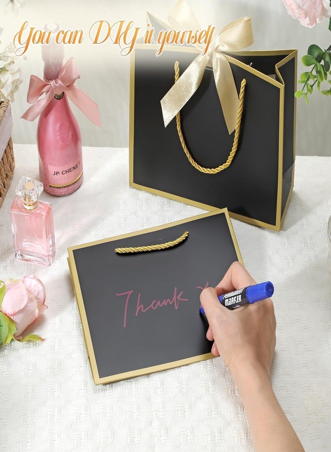 DOYIDE 2 Pack Thank You Gift Bags with Handles, 9x7x3.1in Paper Gift Bags with Bow Ribbon, Black Party Favor Bags for Any Birthday Wedding Baby Shower Bridesmaid Party Medium Gift Wrap Bags - Image 3
