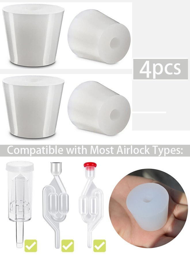 4pcs Fermentation Silicone Stopper Drilled Plug With Hole for Airlock Valve Home Brew Bubbler Wine Making Rubber Stopper Replacements - Image 1