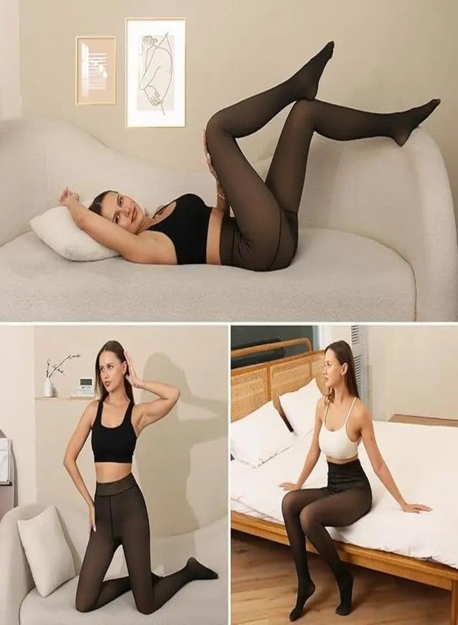 QMVESS Velvet Touch Thermal Tights for Women - Ultimate Warm Fleece Leggings for Women, Thermal Winter Fake Translucent Tights, Dualtone, Free Size Pcs (Multicolor) - Image 4