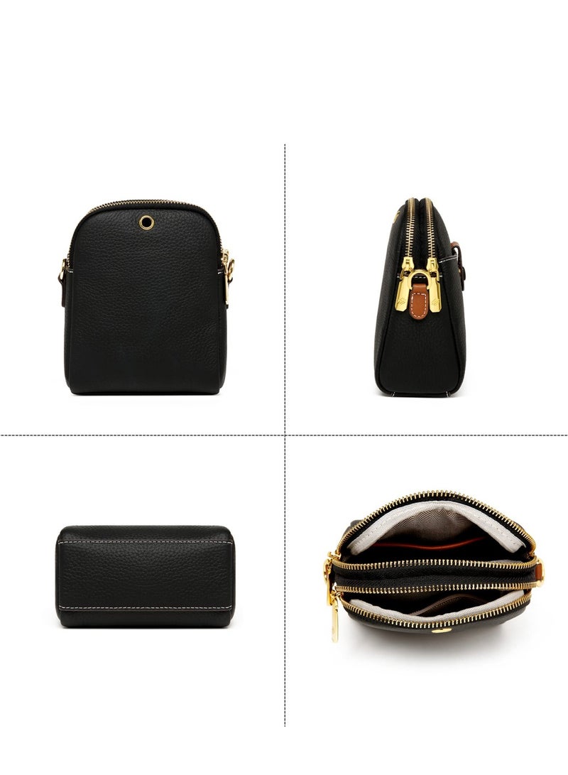 Zikra Crossbody Bags for Women-Vintage Leather Multi Pocket Shoulder Sling Womens Purses and Handbags with Credit Card Slots(Black) - Image 2