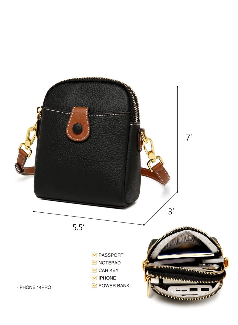 Zikra Crossbody Bags for Women-Vintage Leather Multi Pocket Shoulder Sling Womens Purses and Handbags with Credit Card Slots(Black) - Image 4