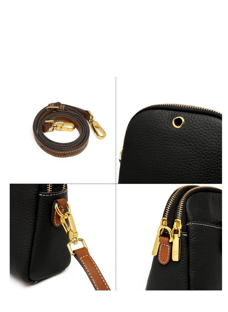 Zikra Crossbody Bags for Women-Vintage Leather Multi Pocket Shoulder Sling Womens Purses and Handbags with Credit Card Slots(Black) - Image 3