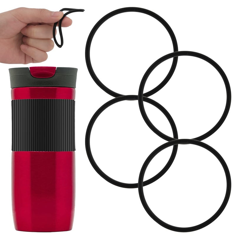 KINBOM 4pcs Replacement Rubber Lid Seals Compatible with 16 & 20 oz Contigo Snapseal Byron Travel Mug, Leak-Proof Rubber Seals Lid Gaskets Replacement for Contigo Mugs (Black) - Image 1