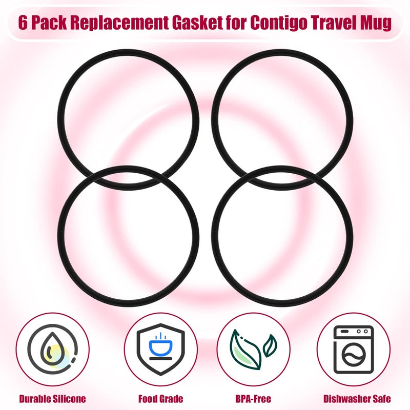 KINBOM 4pcs Replacement Rubber Lid Seals Compatible with 16 & 20 oz Contigo Snapseal Byron Travel Mug, Leak-Proof Rubber Seals Lid Gaskets Replacement for Contigo Mugs (Black) - Image 5