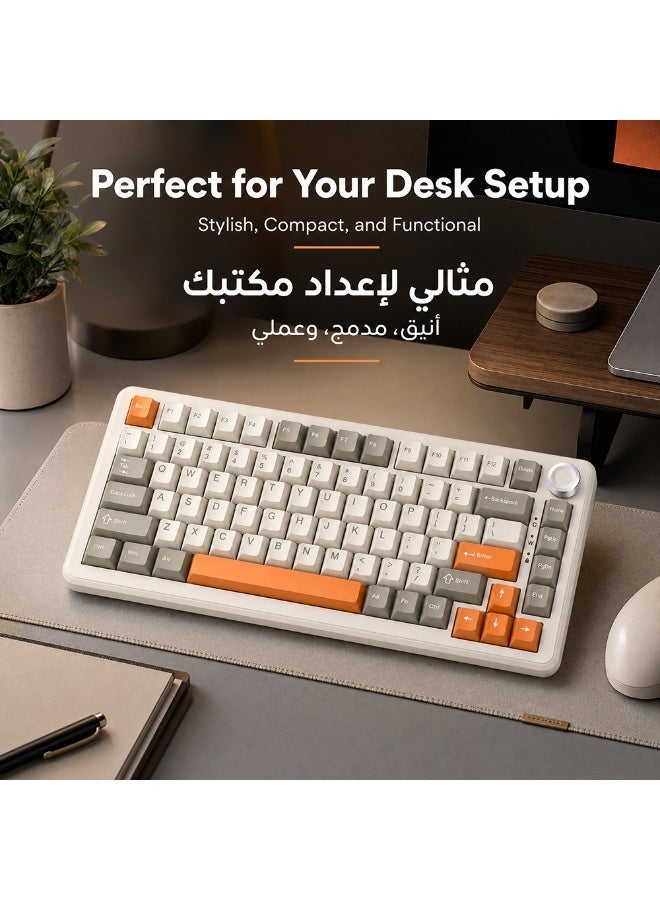 A-jazz Ajazz AK820 Max Plus Wireless Mechanical Keyboard, Tri-Mode (Bluetooth/2.4G/Wired), Metal Volume Knob, RGB Backlight, Gasket Mount with 5-Layer Sound Dampening - For Gaming & Work - Image 1