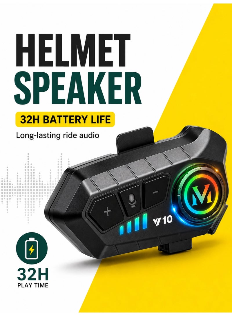 BASEMENT-1 Motorcycle Helmet Speakers High Battery Life Helmet Headphone IPX6 Automatic Answer/Call Music Control/Intelligent Noise/Wake up Siri, 2 Different Types of Mic - Compatible with All Helmets - Image 1