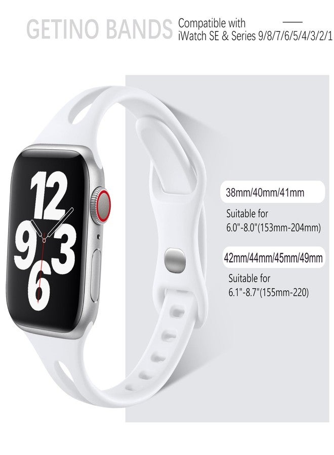 Getino Band Compatible with Apple Watch 42mm 44mm 45mm 46mm 49mm Women, Soft Silicone Breathable Slim Sport Bands for iWatch Ultra Series 11 10 9 8 7 6 5 4 3 2 1 SE, Black/White/Pebble Gray/Blue Gray - Image 3