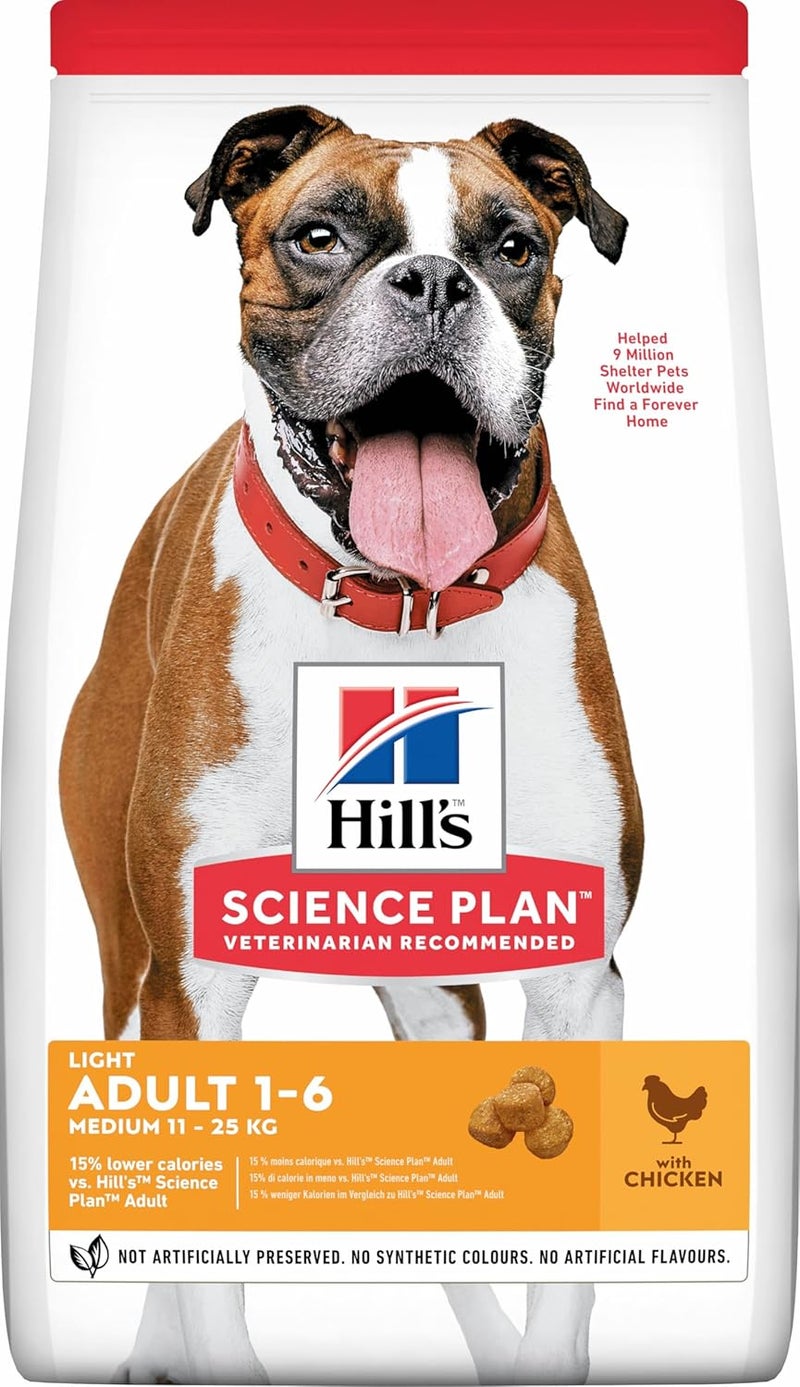 Hill's Science Plan Light Medium Adult dog food with Chicken, 14 kg - Image 1