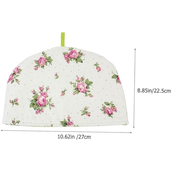 دويتول غطاء إبريق شاي دافئ معزول من القطن بتصميم عتيق مطبوع عليه زهور وورود، غطاء إبريق شاي دافئ تقليدي، إكسسوارات ديكورية لطاولة المطبخ وعيد الميلاد - Image 4