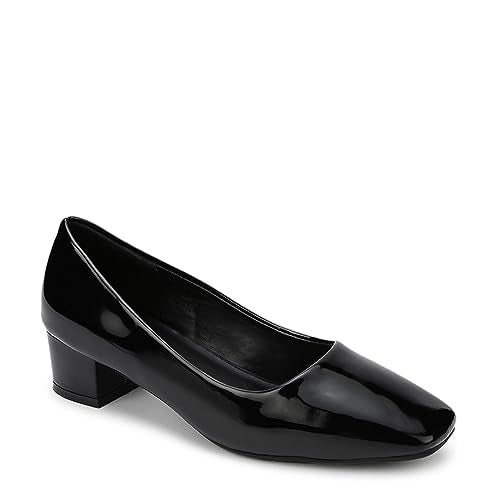Marc Loire Women Square Toe Solid Block Heel Pumps for Office, Party and Formal Wear (Black, Numeric_6) - Image 2