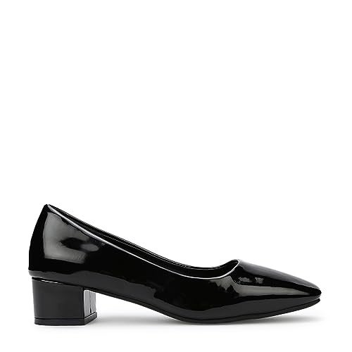 Marc Loire Women Square Toe Solid Block Heel Pumps for Office, Party and Formal Wear (Black, Numeric_6) - Image 4