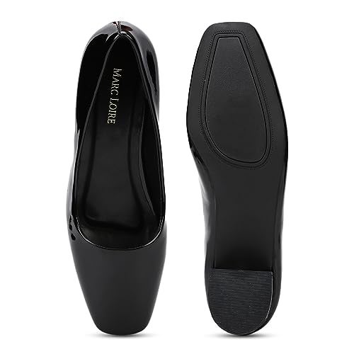 Marc Loire Women Square Toe Solid Block Heel Pumps for Office, Party and Formal Wear (Black, Numeric_6) - Image 5