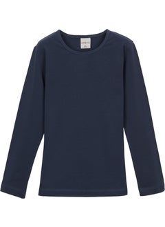 Lovetti Light Navy Blue Basic Seasonal Lycra Long Sleeve Girls T-Shirt  - Image 1
