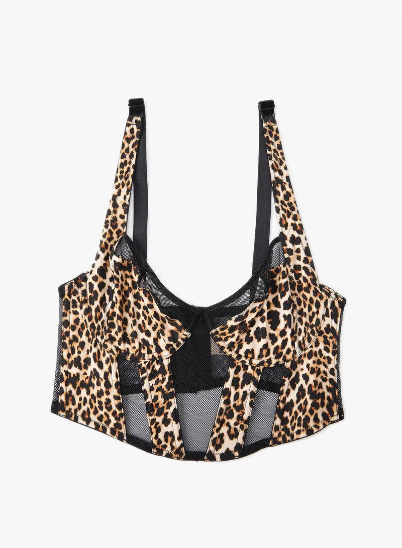 كوتون Underwired Non Padded Leopard Printed Bralette