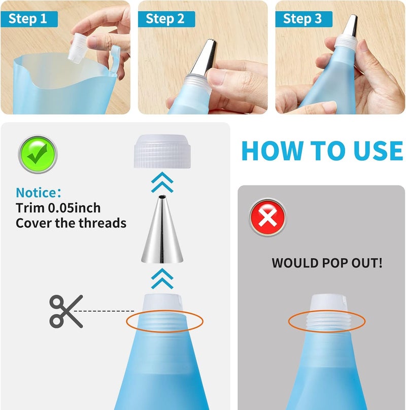 Kasmoire Reusable Decorating Set: Piping Bags, Tips, Couplers & More by - Image 3