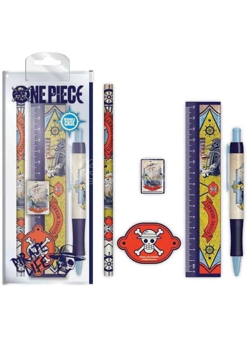 Pyramid International One Piece Stationery Set (Going Merry Design) 5-Piece One Piece Pencil Case with School Supplies - Official Merchandise - Image 4