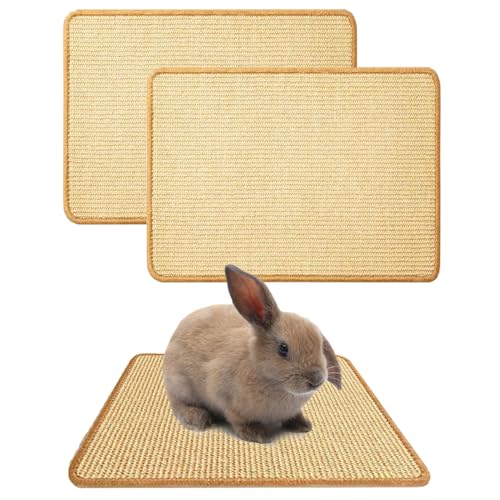 Oncpcare 2PCS Rabbit Scratch Mat Natural Bunny Scratching Pad Claws and Teeth Care Rabbit Mats for Cages Chew Toys for Bunny Pet Cage Bedding for Biting Sleeping Nesting 16x12 - Image 1