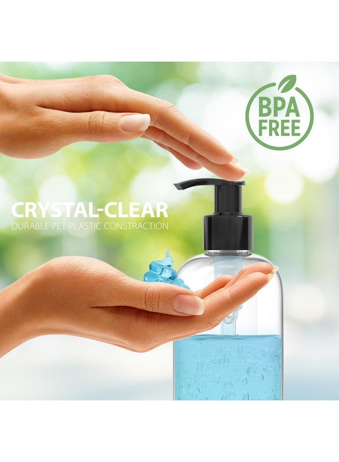 Bar5F Plastic Bottles With Pump Dispenser, 12 Oz | Leak Proof, Empty, Clear Refillable, Bpa Free For Body Wash, Moisturizer, Face Cream, Liquid Soap | Black & White Pumping Caps | Set Of 2 - Image 2