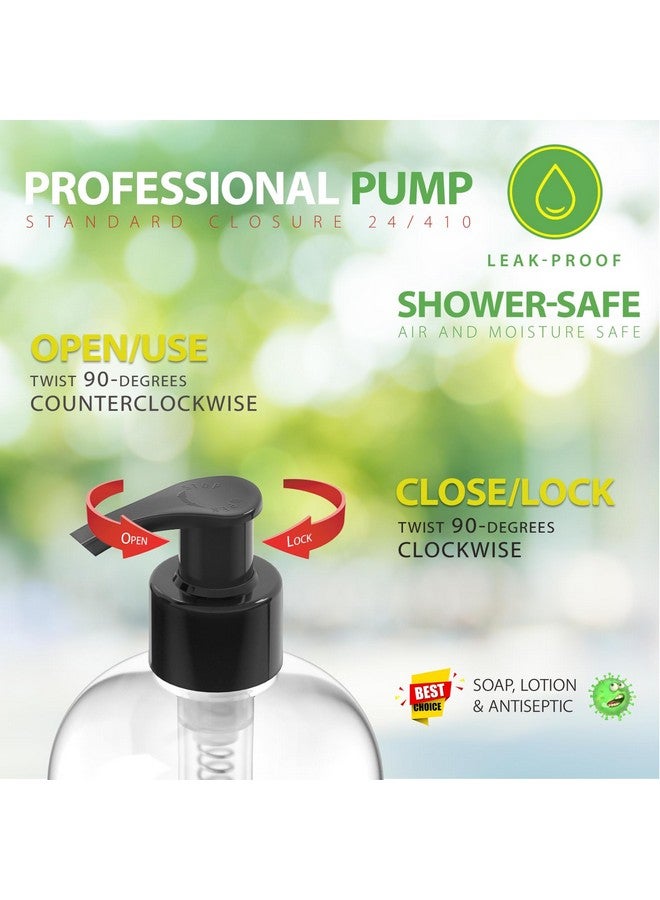 Bar5F Plastic Bottles With Pump Dispenser, 12 Oz | Leak Proof, Empty, Clear Refillable, Bpa Free For Body Wash, Moisturizer, Face Cream, Liquid Soap | Black & White Pumping Caps | Set Of 2 - Image 5