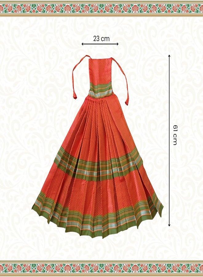 PUNYATVA Gudhi Vastra لمهرجان Gudhi Padwa (طبقة خون مزدوجة، حدود برتقالية خضراء) | غطاء ساري تقليدي من ماهاراشترا جودي لغودي بادفا | ديكور GudhiPadawa الجاهز لديكور بوجا - Image 2